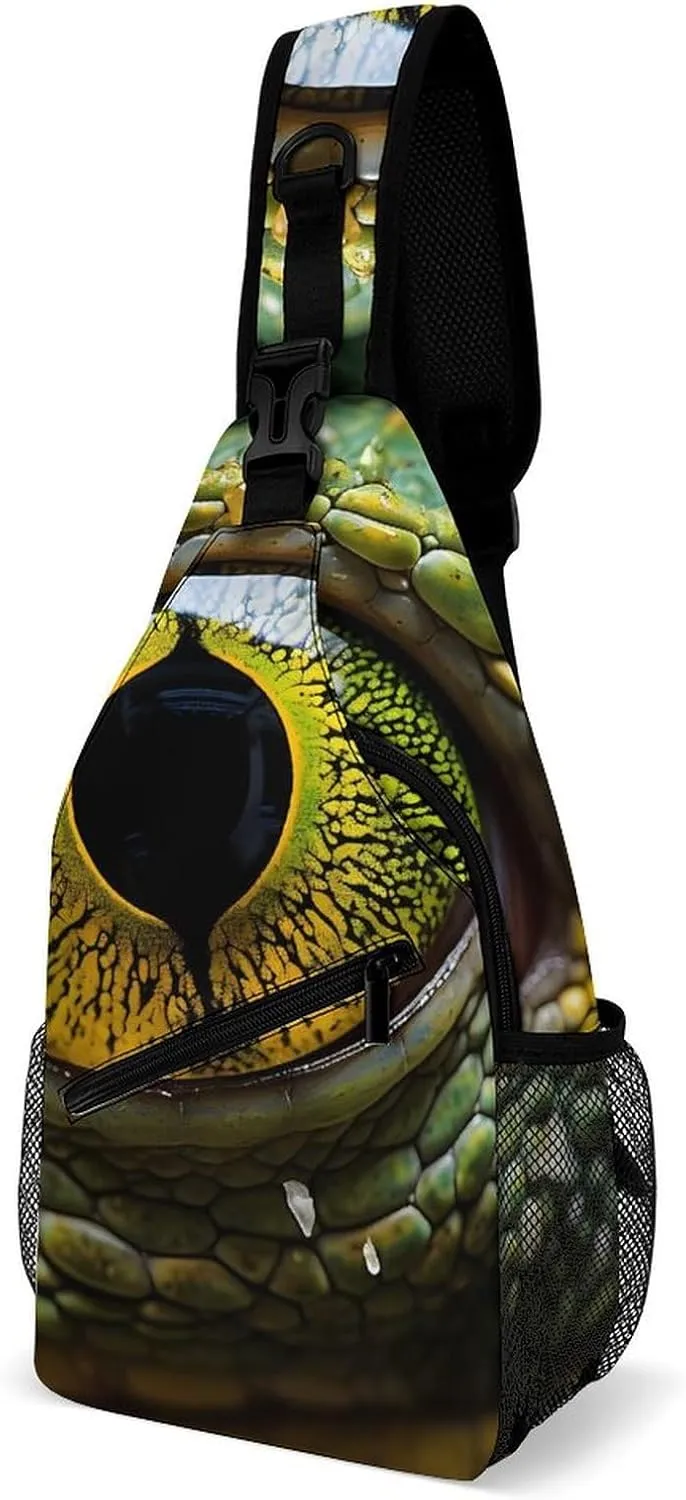 Lizard Eyes Sling Backpack Multipurpose Crossbody Shoulder Bag Printed Chest Bag Travel Hiking Daypack