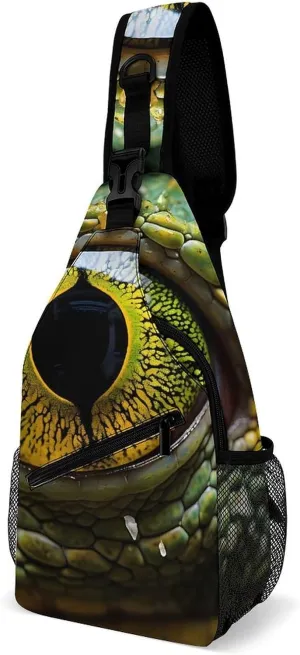 Lizard Eyes Sling Backpack Multipurpose Crossbody Shoulder Bag Printed Chest Bag Travel Hiking Daypack