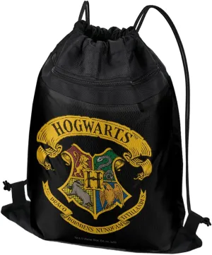LOGOVISION Harry Potter Ilustrated Hogwart's Crest Drawstring Backpack Sports Bag Sackpack 17" x 13", Perfect for Gym, Yoga or Practice