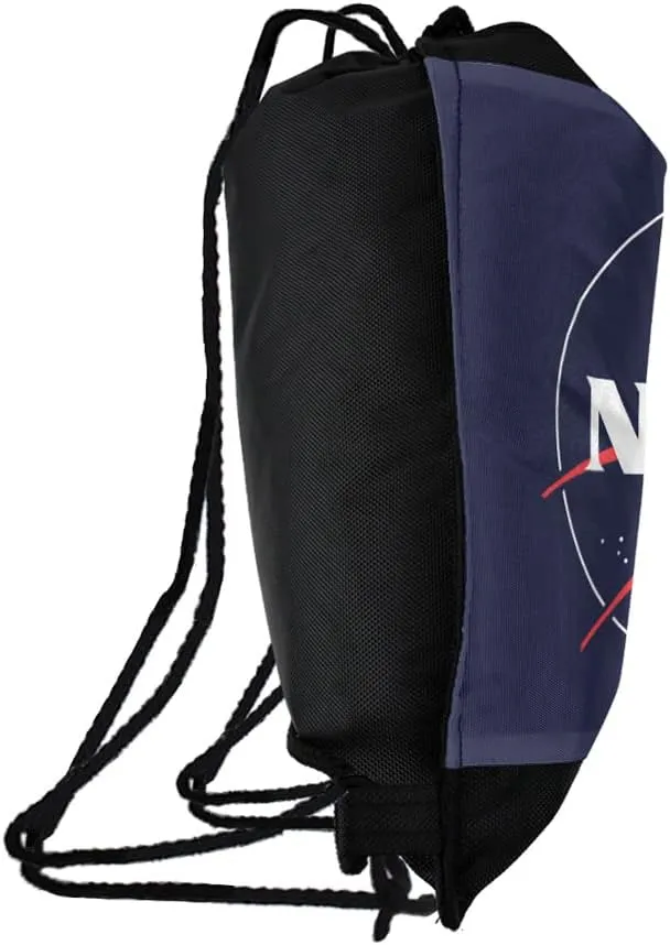 LOGOVISION NASA Classic Meatball Logo Drawstring Backpack Sports Bag Sackpack 17" x 13", Perfect for Gym, Yoga or Practice