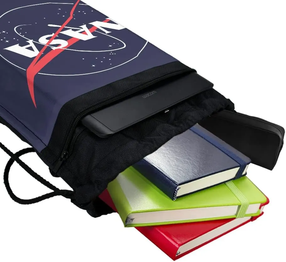 LOGOVISION NASA Classic Meatball Logo Drawstring Backpack Sports Bag Sackpack 17" x 13", Perfect for Gym, Yoga or Practice