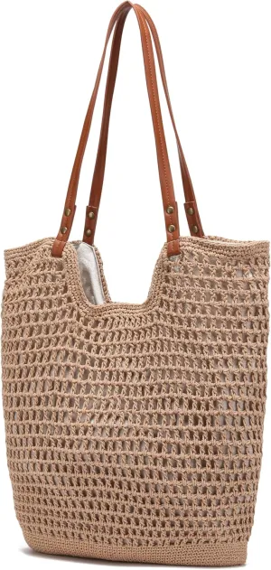 lola mae Crochet Shoulder Bag Knitted Crossbody Beach Purse Woven Cotton handbag
