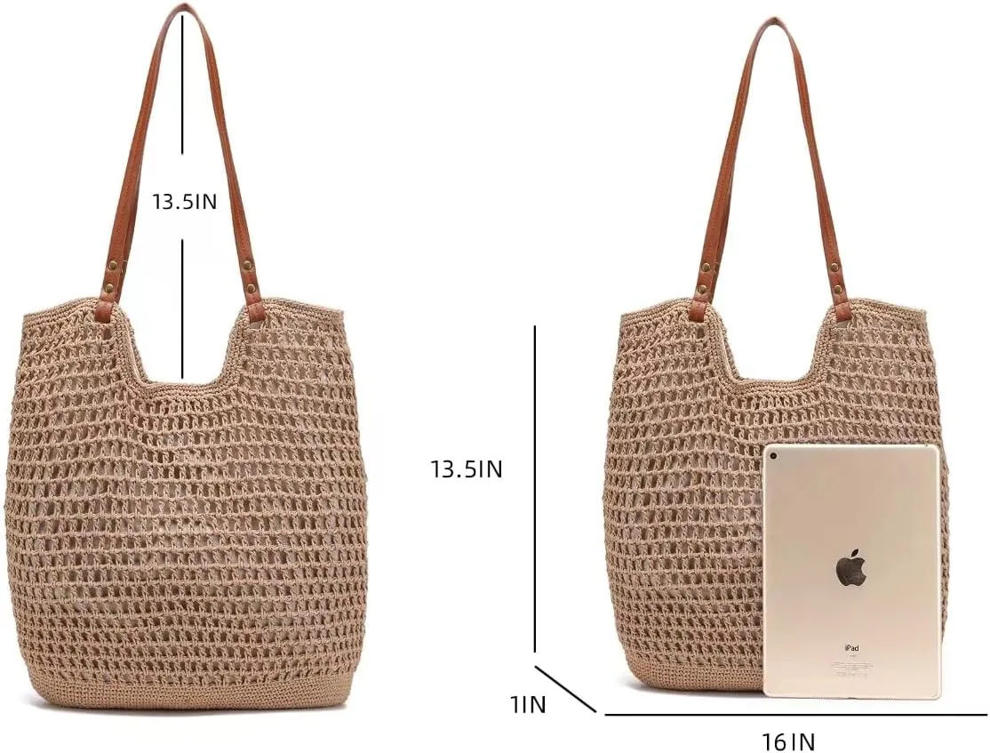 lola mae Crochet Shoulder Bag Knitted Crossbody Beach Purse Woven Cotton handbag