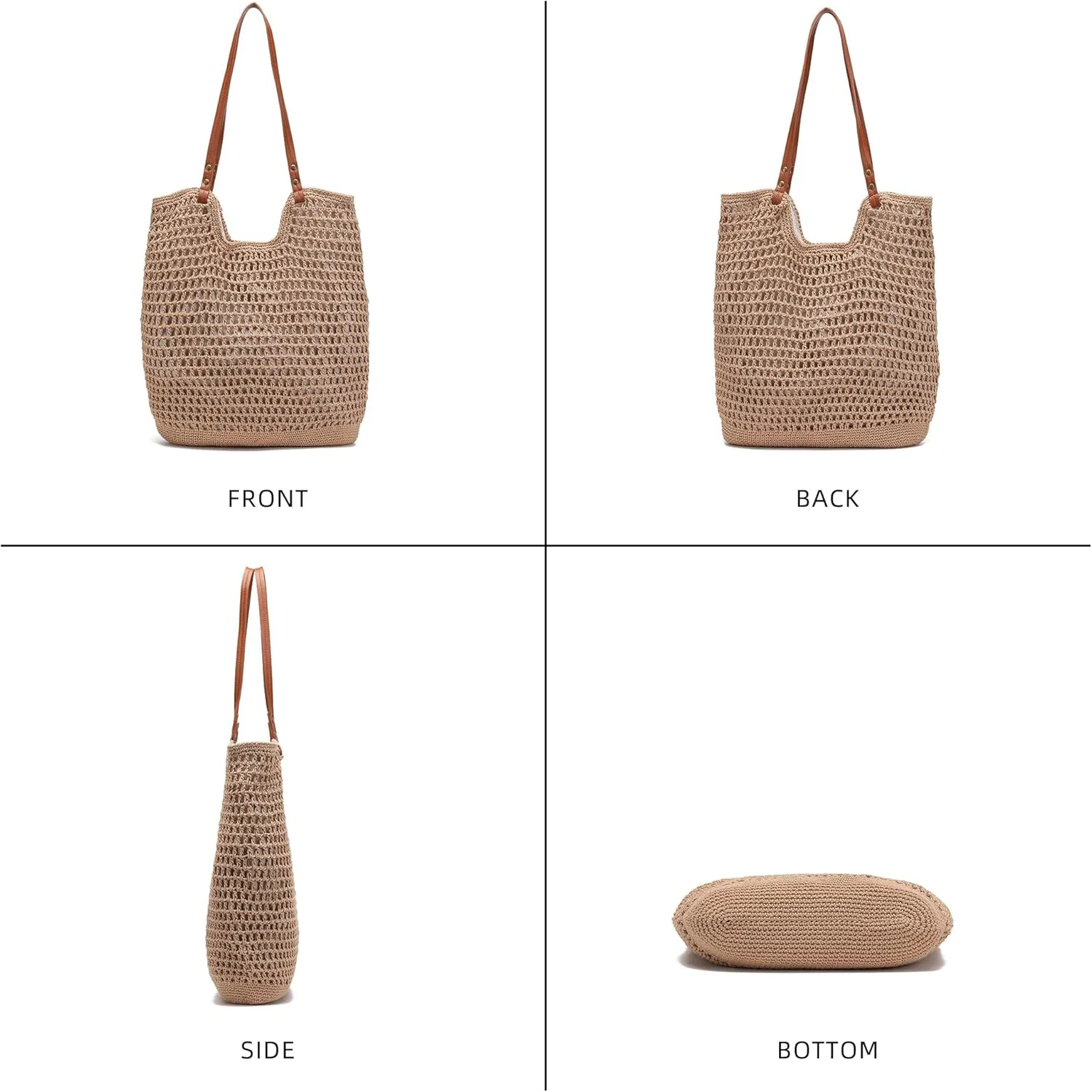 lola mae Crochet Shoulder Bag Knitted Crossbody Beach Purse Woven Cotton handbag