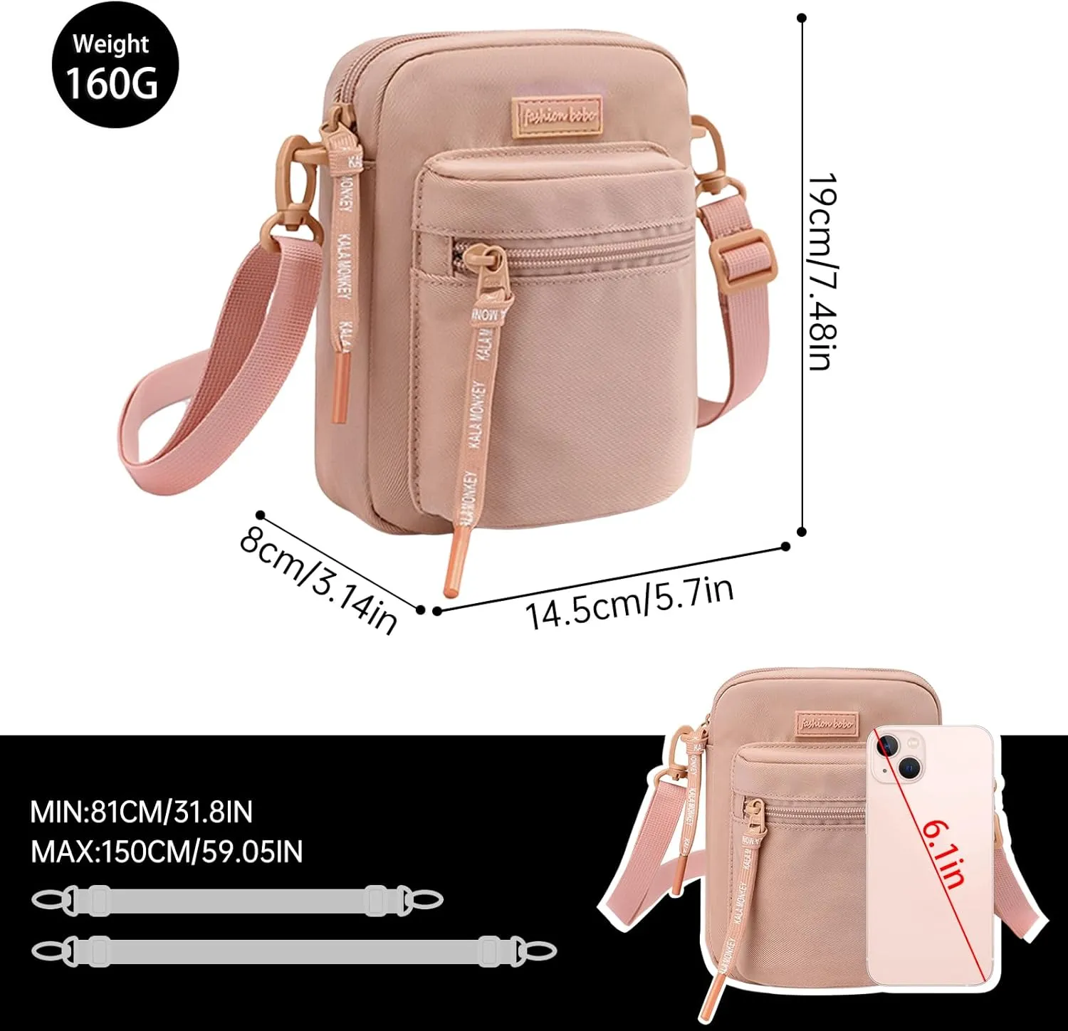 Long Keeper Crossbody Phone Bag - Women Men Travel Sling Bag Water Resistant Running Sport Cross Body Pouch Belt Waist Bag