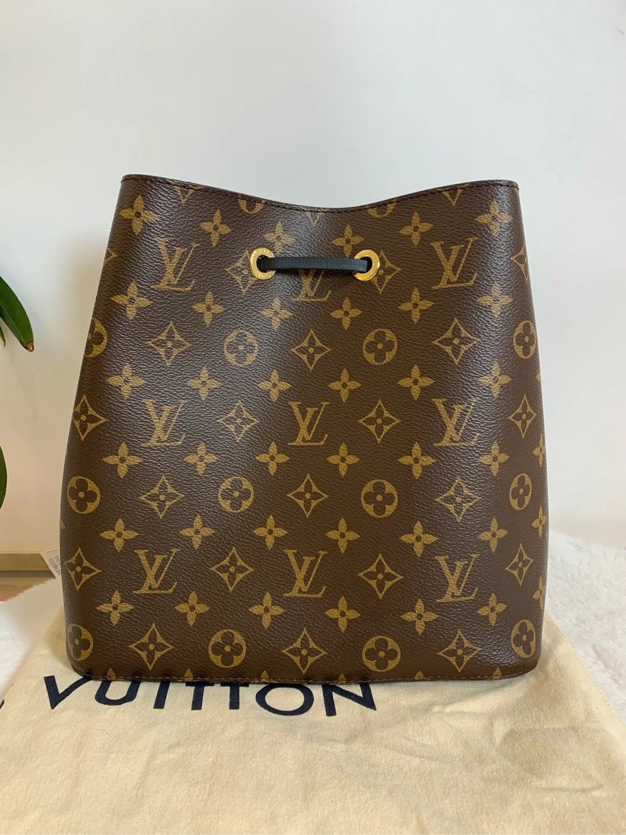 Louis Vuitton Monogram Bucket Bag Brown Leather