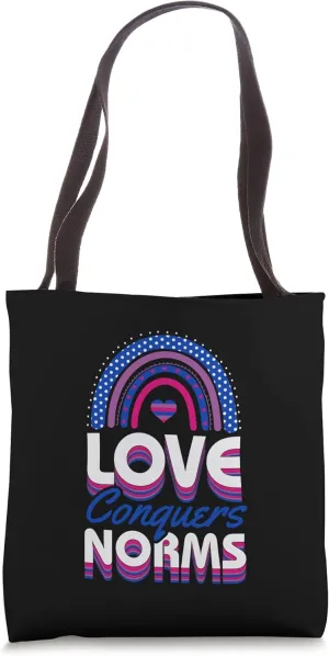 Love Conquers Norms Bisexual Pride Boho Bohemian Rainbow Tote Bag