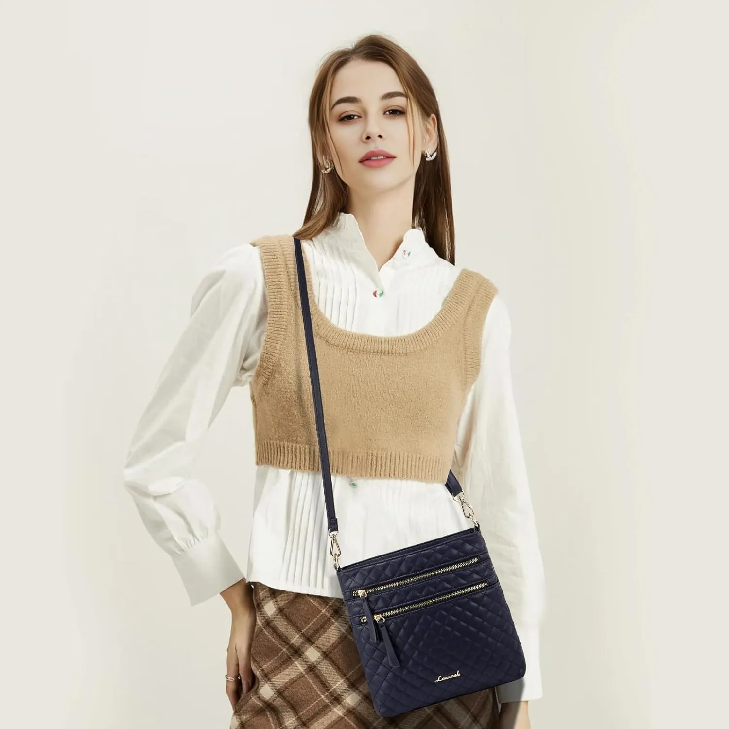 LOVEVOOK Crossbody Purses for Women, Multi Pocket Casual Crossbody Bag, Medium Shoulder Bag Vegan Leather Handbags