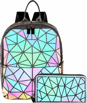 LOVEVOOK Geometric Luminous Purses and Handbags for Women Holographic Reflective Crossbody Bag Wallet