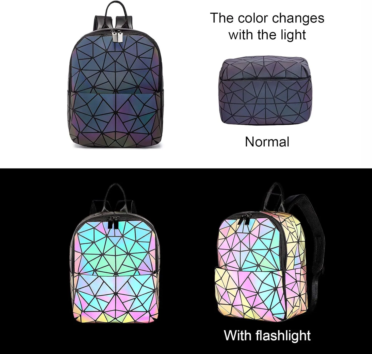 LOVEVOOK Geometric Luminous Purses and Handbags for Women Holographic Reflective Crossbody Bag Wallet