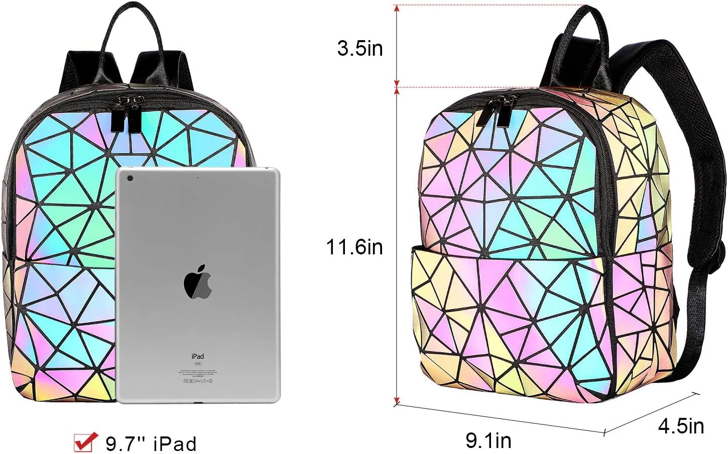 LOVEVOOK Geometric Luminous Purses and Handbags for Women Holographic Reflective Crossbody Bag Wallet