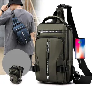 Luckyabow Waterproof Crossbody Bag, Waterproof Sling Bag Crossbody Backpack For Men Women For Hiking, Walking (Black)