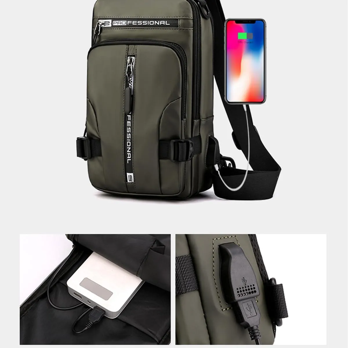 Luckyabow Waterproof Crossbody Bag, Waterproof Sling Bag Crossbody Backpack For Men Women For Hiking, Walking (Black)