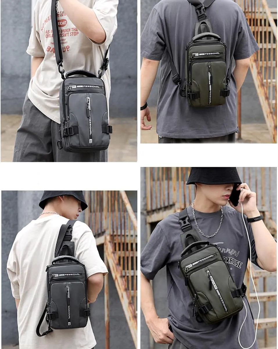 Luckyabow Waterproof Crossbody Bag, Waterproof Sling Bag Crossbody Backpack For Men Women For Hiking, Walking (Black)