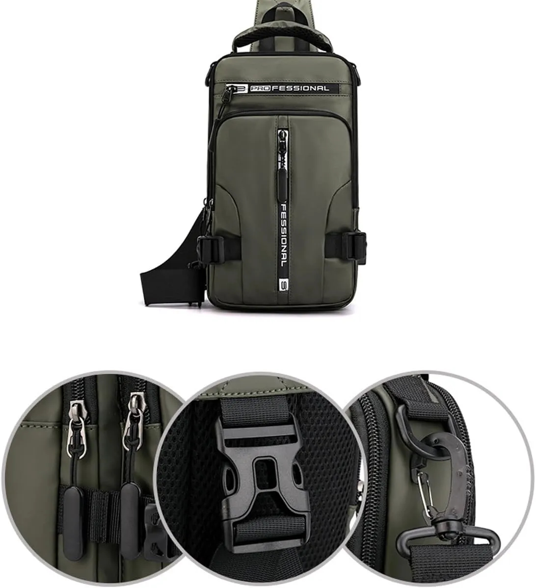 Luckyabow Waterproof Crossbody Bag, Waterproof Sling Bag Crossbody Backpack For Men Women For Hiking, Walking (Black)