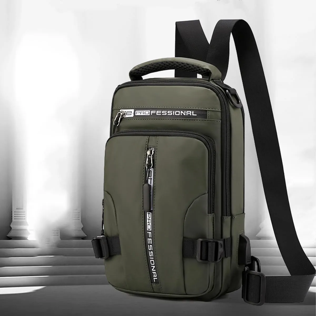 Luckyabow Waterproof Crossbody Bag, Waterproof Sling Bag Crossbody Backpack For Men Women For Hiking, Walking (Black)