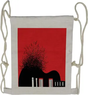 Lunarable Art Drawstring Backpack, Electro Guitar Dissolving Notes, Sackpack Bag