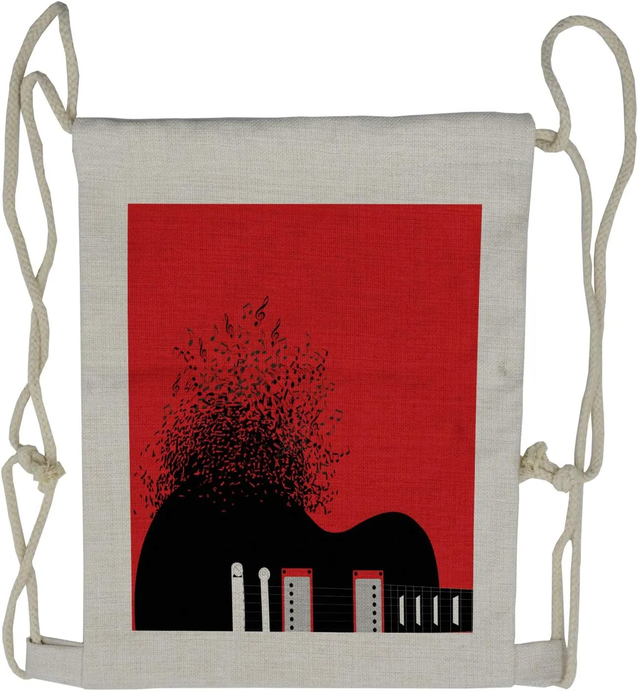 Lunarable Art Drawstring Backpack, Electro Guitar Dissolving Notes, Sackpack Bag