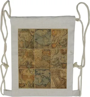 Lunarable World Map Drawstring Backpack, Civilizations, Sackpack Bag
