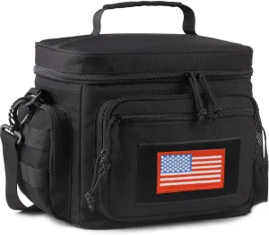 Lunch Box for Men, Tactical Lunch Bag MOLLE Webbing Leakproof Insulated Large Lunch Cooler Women Adult Meal with Adjustable Shoulder Strap Durable Lunch Pail(Black)