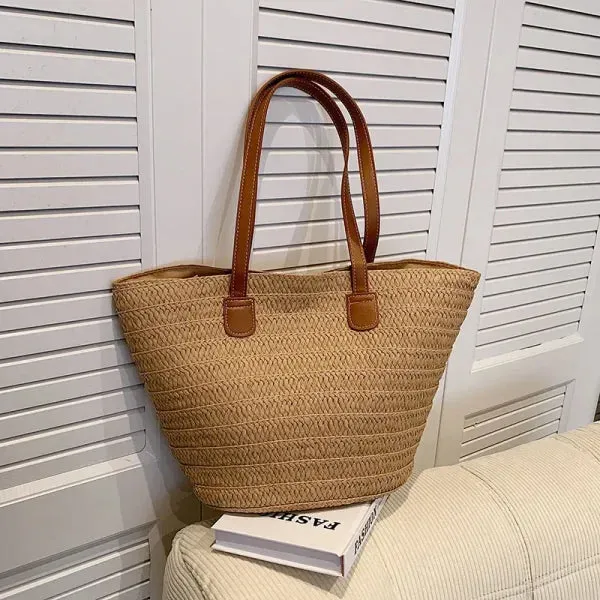 Luxury Woven Basket Tote Large Straw Shoulder Bag for Women