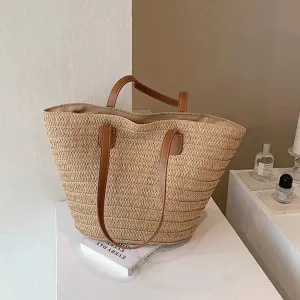 Luxury Woven Basket Tote Large Straw Shoulder Bag for Women