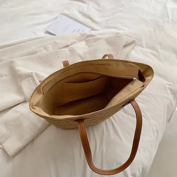 Luxury Woven Basket Tote Large Straw Shoulder Bag for Women
