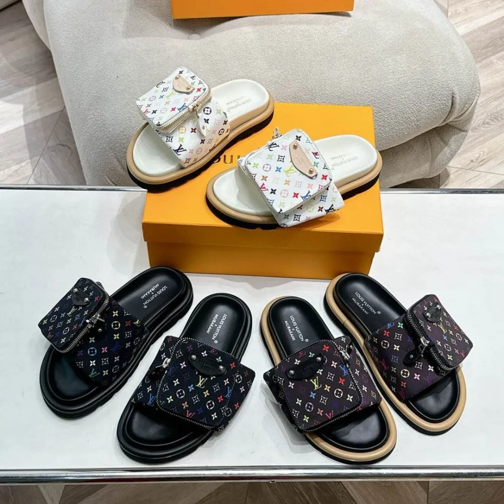 LV X TAKASHI MURAKAMI POOL PILLOW FLAT COMFORT MULE BLANC 1AGVQW