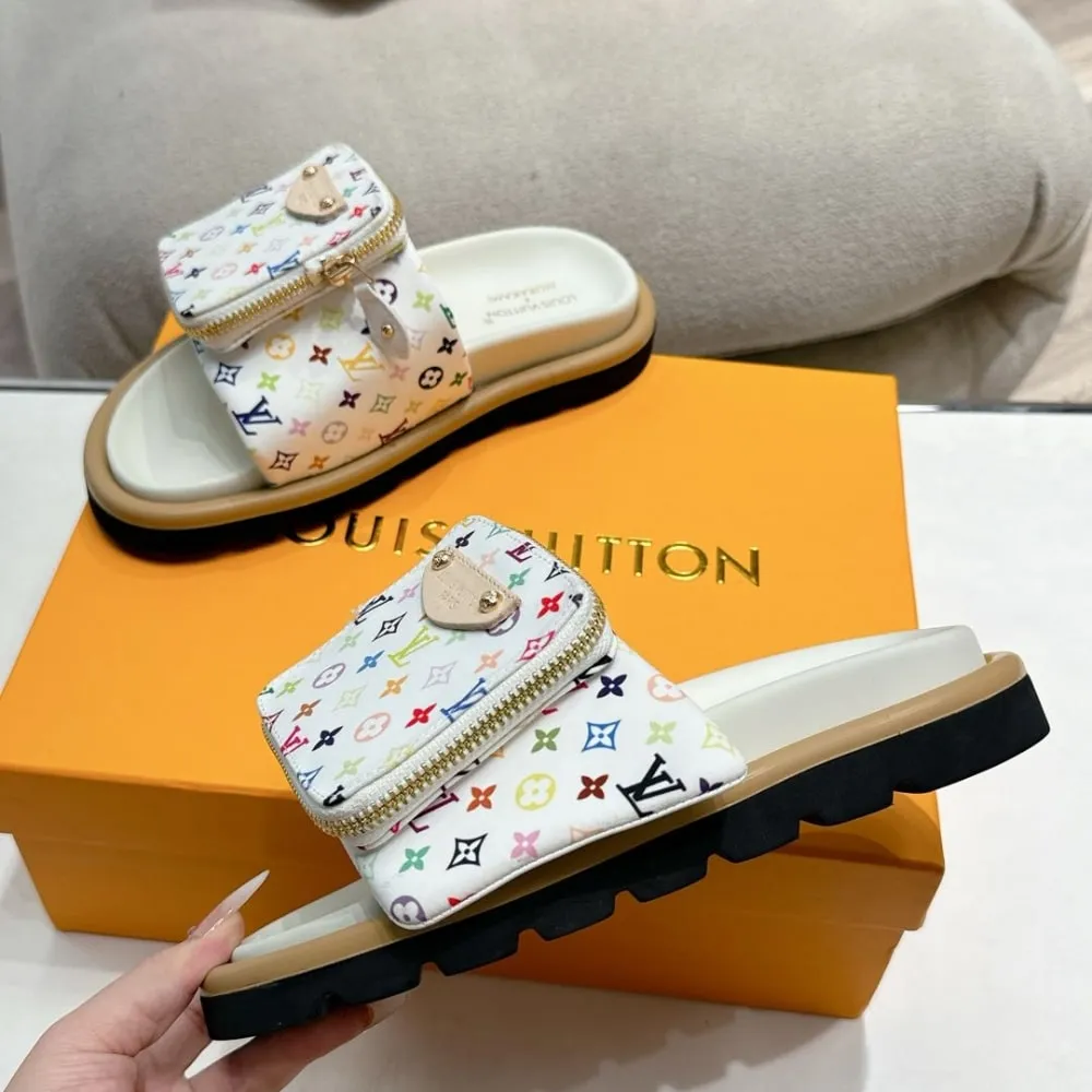 LV X TAKASHI MURAKAMI POOL PILLOW FLAT COMFORT MULE BLANC 1AGVQW