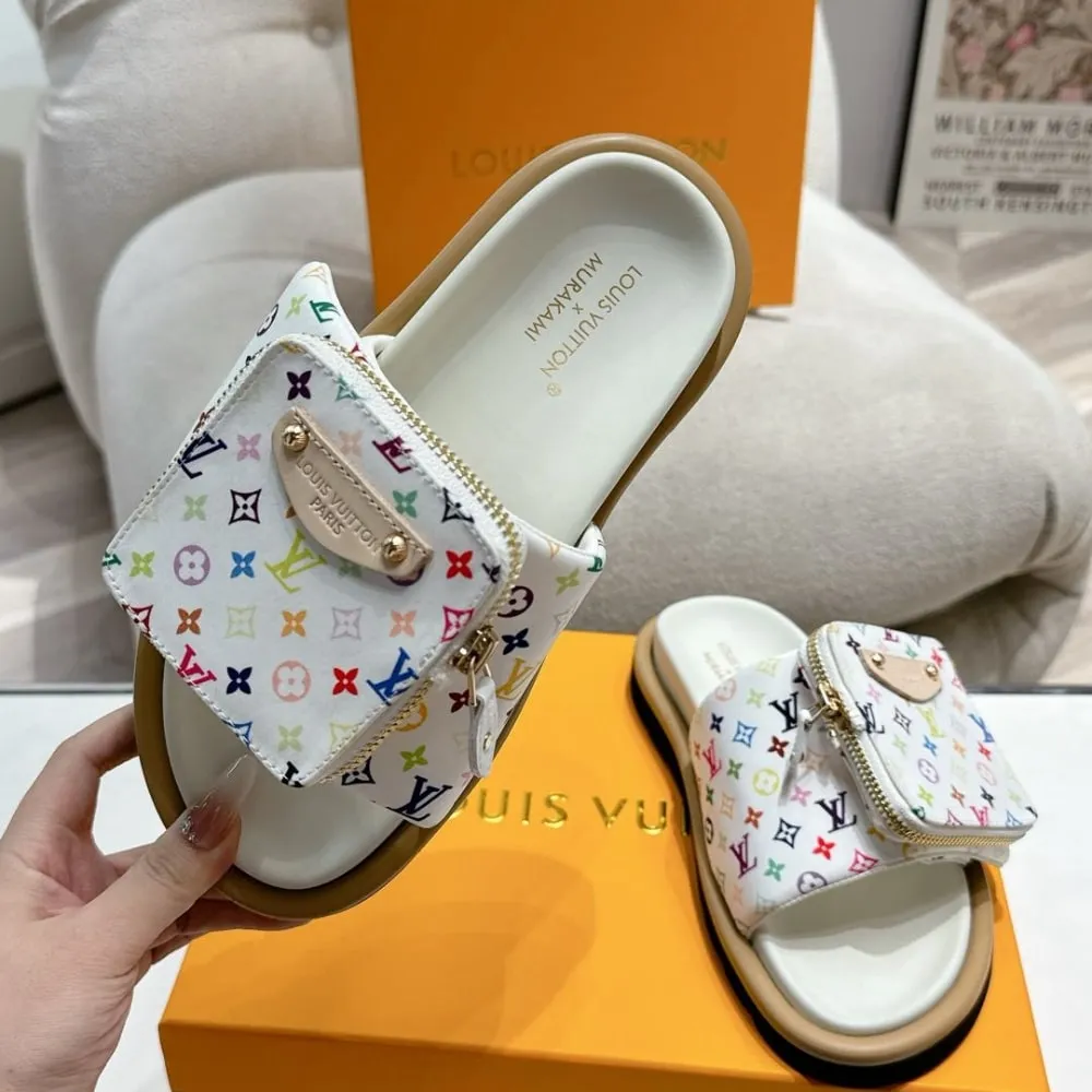LV X TAKASHI MURAKAMI POOL PILLOW FLAT COMFORT MULE BLANC 1AGVQW