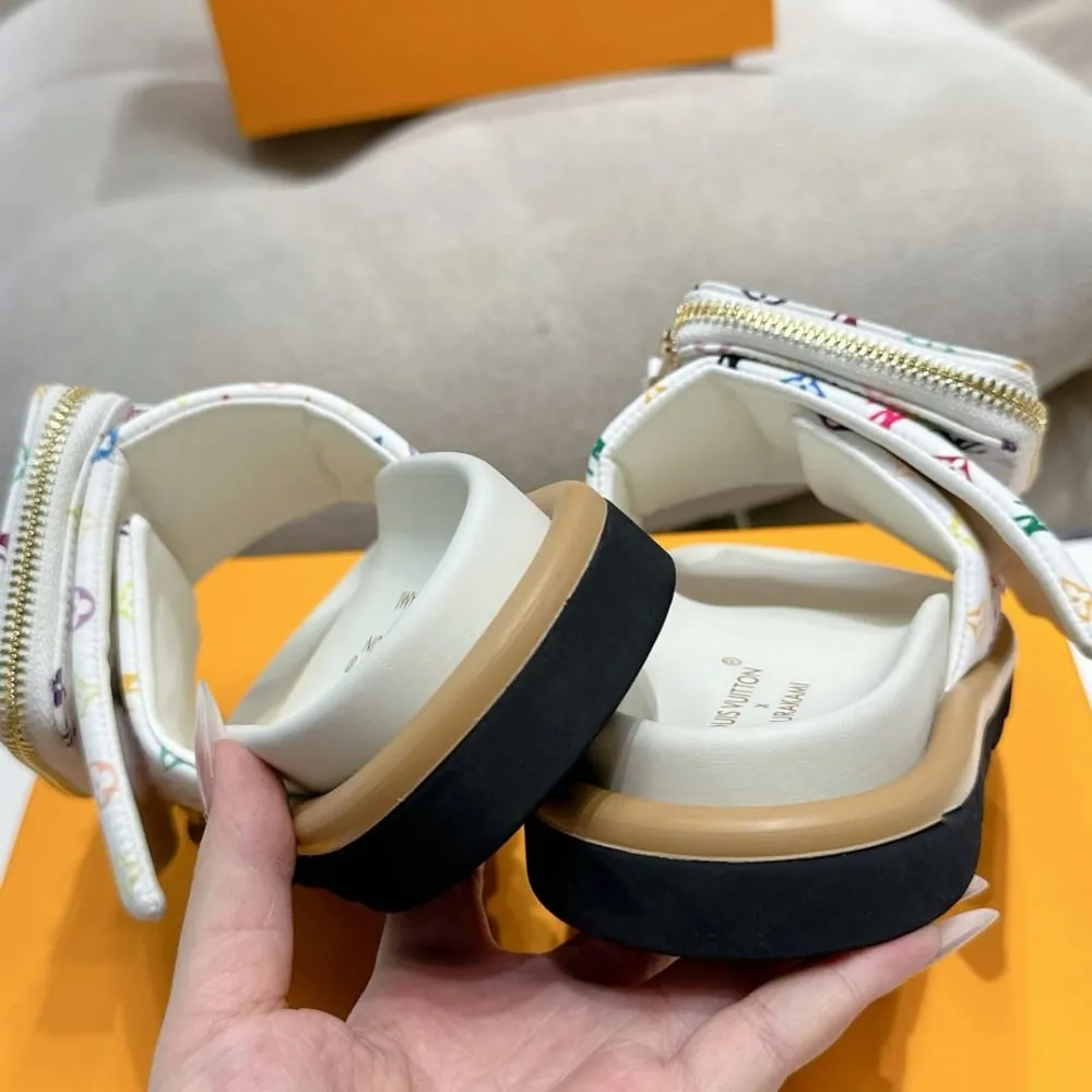 LV X TAKASHI MURAKAMI POOL PILLOW FLAT COMFORT MULE BLANC 1AGVQW