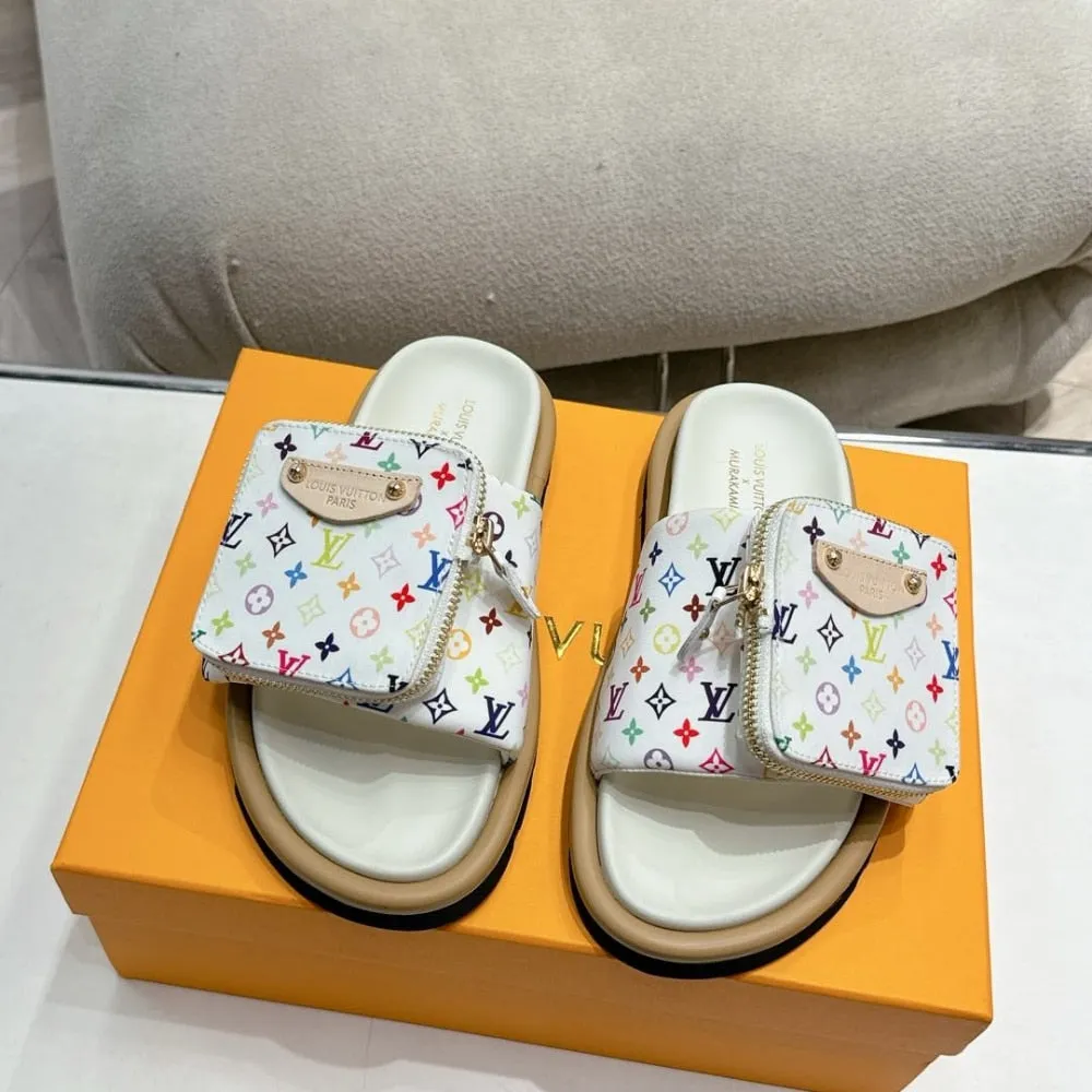LV X TAKASHI MURAKAMI POOL PILLOW FLAT COMFORT MULE BLANC 1AGVQW