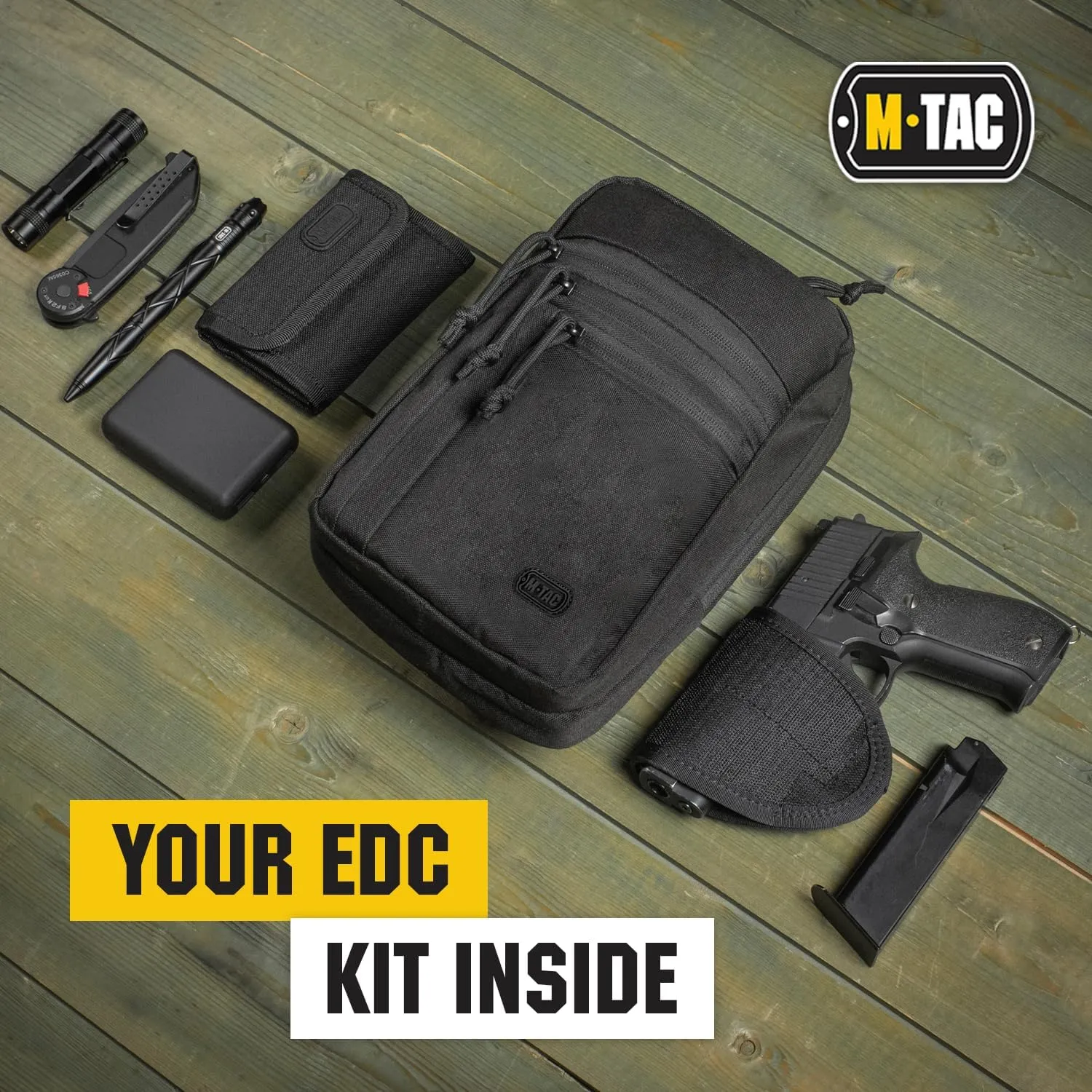 M-Tac Tactical Sling Bag for Men - Crossbody Concealed Carry Bag Chest Pack - Black Mens Crossbody Holster Bag