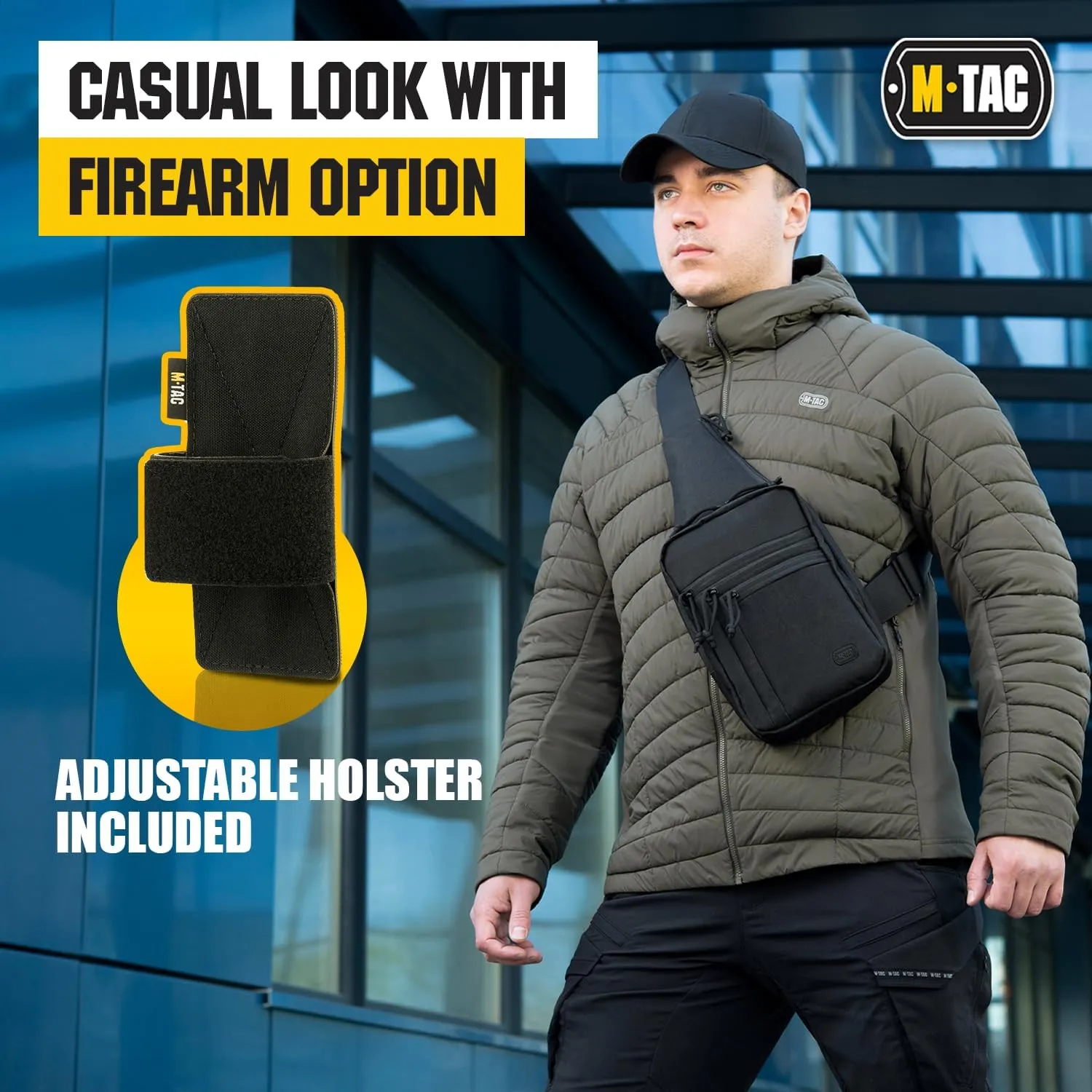 M-Tac Tactical Sling Bag for Men - Crossbody Concealed Carry Bag Chest Pack - Black Mens Crossbody Holster Bag