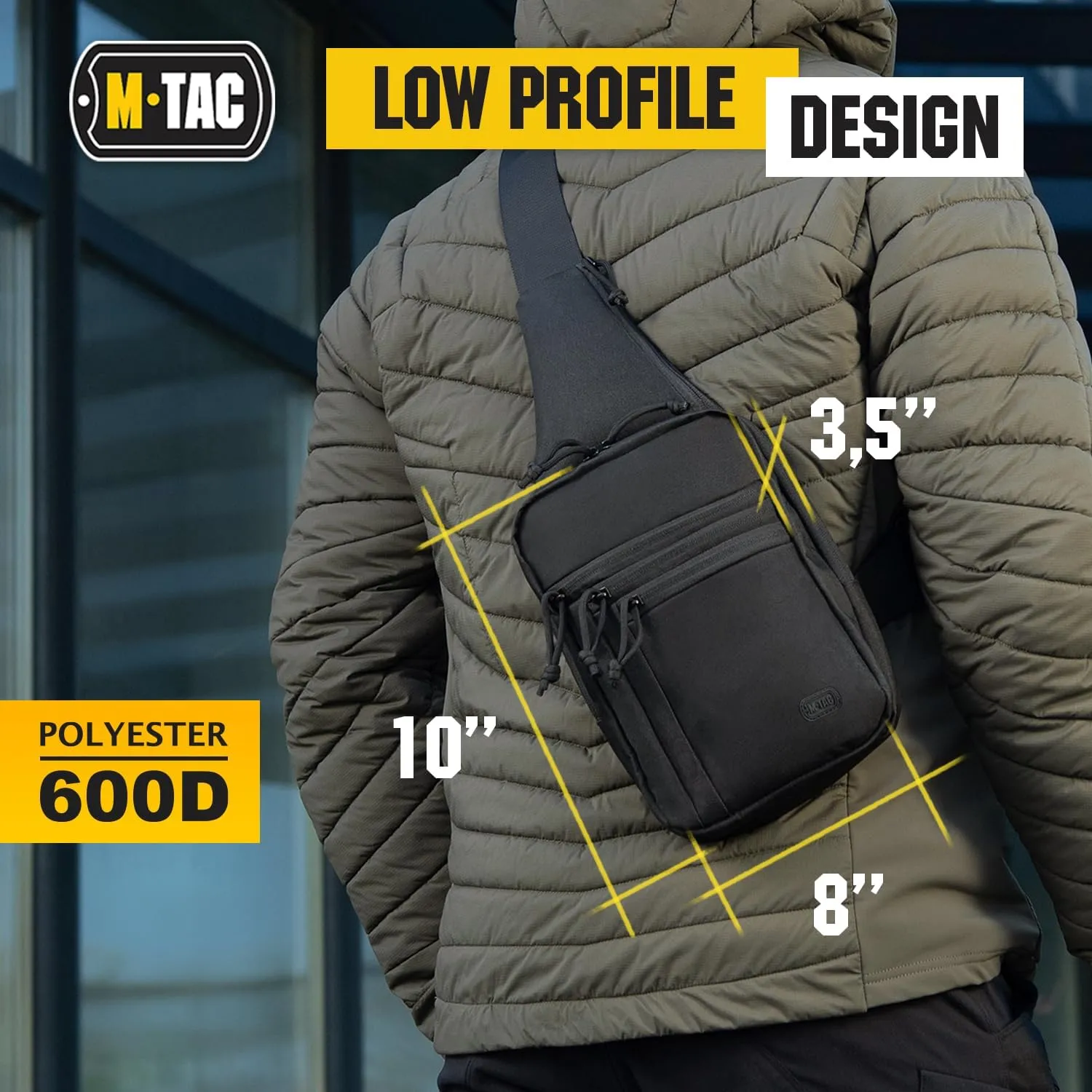 M-Tac Tactical Sling Bag for Men - Crossbody Concealed Carry Bag Chest Pack - Black Mens Crossbody Holster Bag