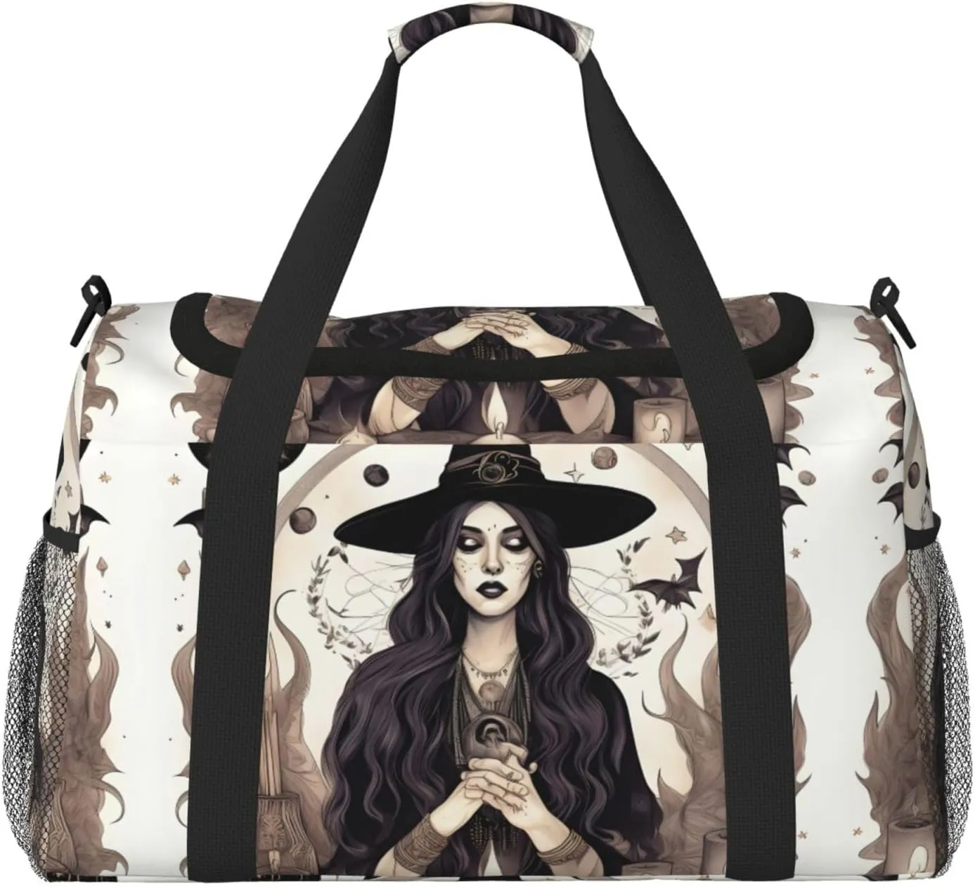 Magic Witch Witchcraft Bohemian Drawing print Large Canvas Travel Duffel Bag Weekender Bags for Women Overnight Bag Carry On Tote Bag