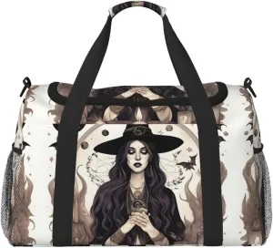 Magic Witch Witchcraft Bohemian Drawing print Large Canvas Travel Duffel Bag Weekender Bags for Women Overnight Bag Carry On Tote Bag