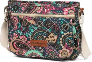 Malirona Women 's Durable Floral Crossbody Bag Canvas Messenger Handbag Multi Pocket Travel Satchel Purse