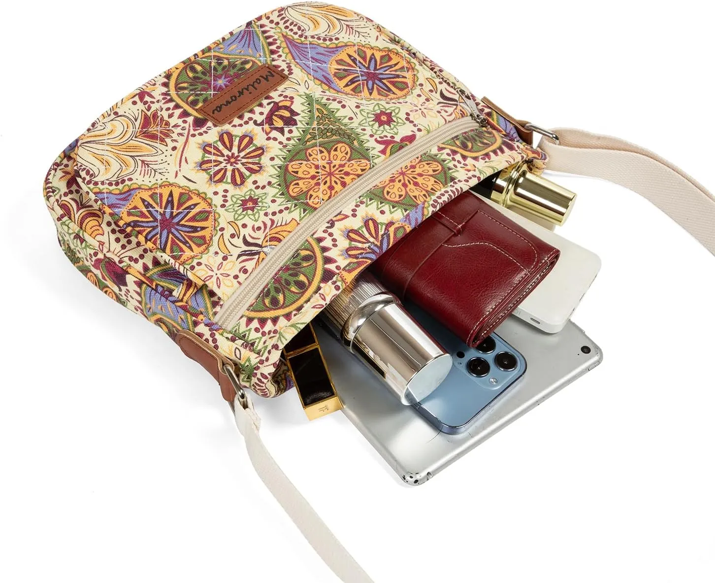 Malirona Women 's Durable Floral Crossbody Bag Canvas Messenger Handbag Multi Pocket Travel Satchel Purse