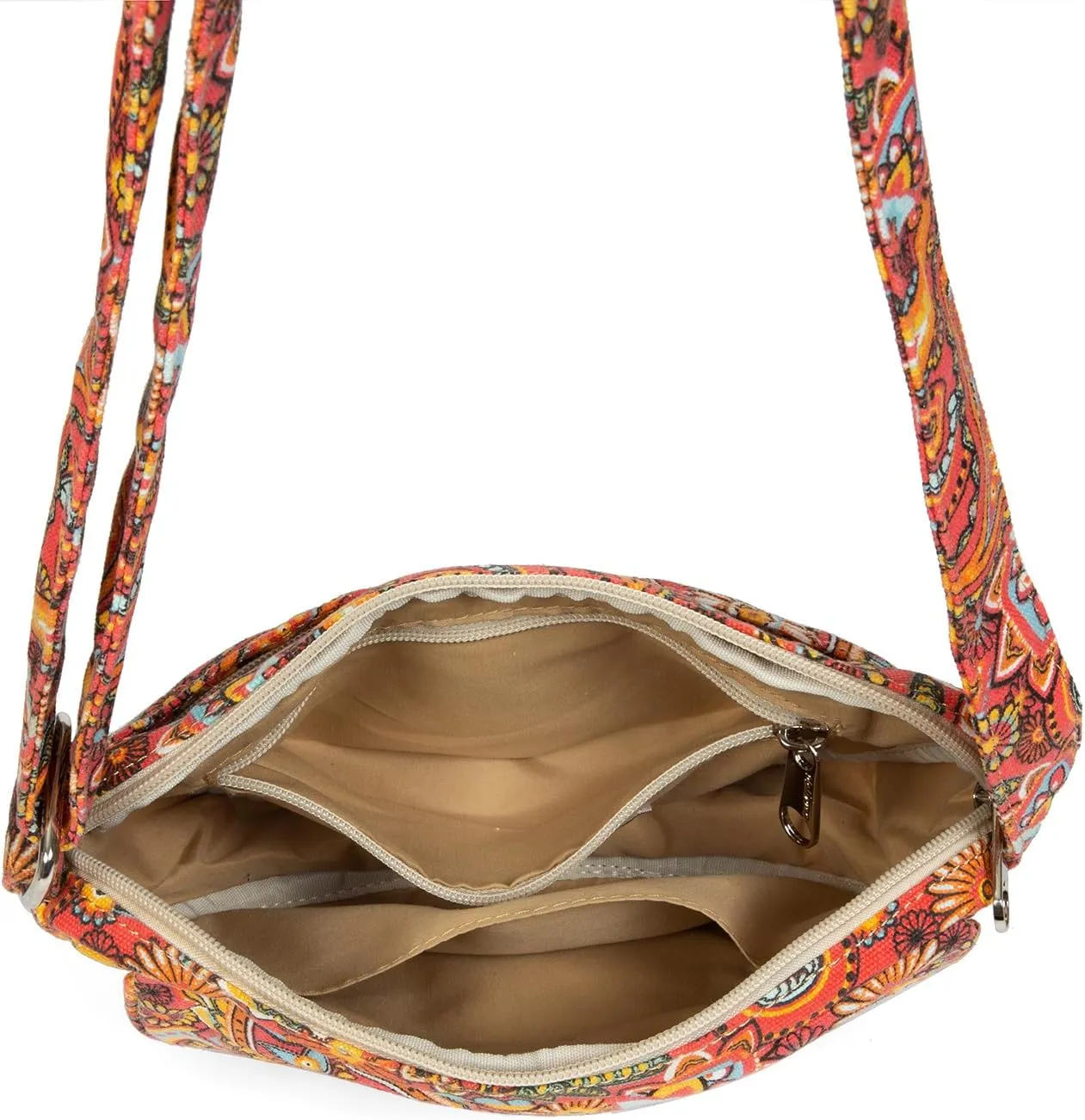 Malirona Women 's Durable Small Floral Crossbody Bag Canvas Messenger Handbag Multi Pocket Travel Satchel Purse