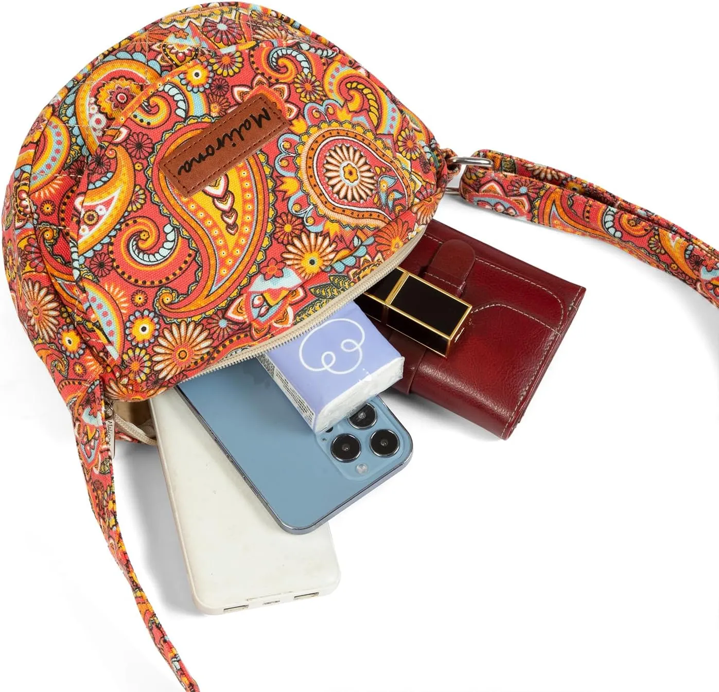 Malirona Women 's Durable Small Floral Crossbody Bag Canvas Messenger Handbag Multi Pocket Travel Satchel Purse