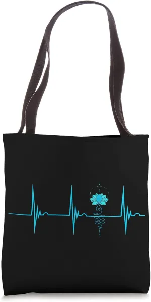 Mandala Unalome Meditaiton Heartbeat EKG Pulse Lotus Tree Tote Bag