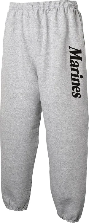 Marines Military Theme Elastic Bottom Sweatpants in Sport Gray