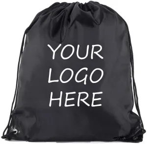 Mato & Hash Custom Bags With Your Logo | Promotional Drawstring Backpack - 100PK Black CE2500