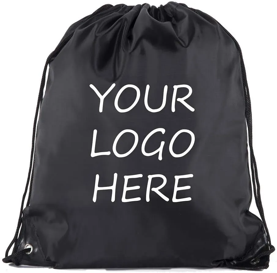 Mato & Hash Custom Bags With Your Logo | Promotional Drawstring Backpack - 100PK Black CE2500