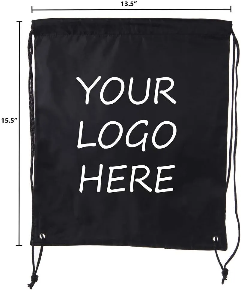 Mato & Hash Custom Bags With Your Logo | Promotional Drawstring Backpack - 100PK Black CE2500