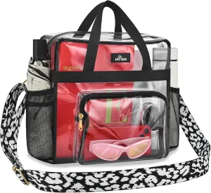 MAY TREE Clear Bag for Stadium Events, 12x6x12 Clear Tote Bag with Removable Strap, Transparent Bag for Concert Sports Festival, Cow-Strap