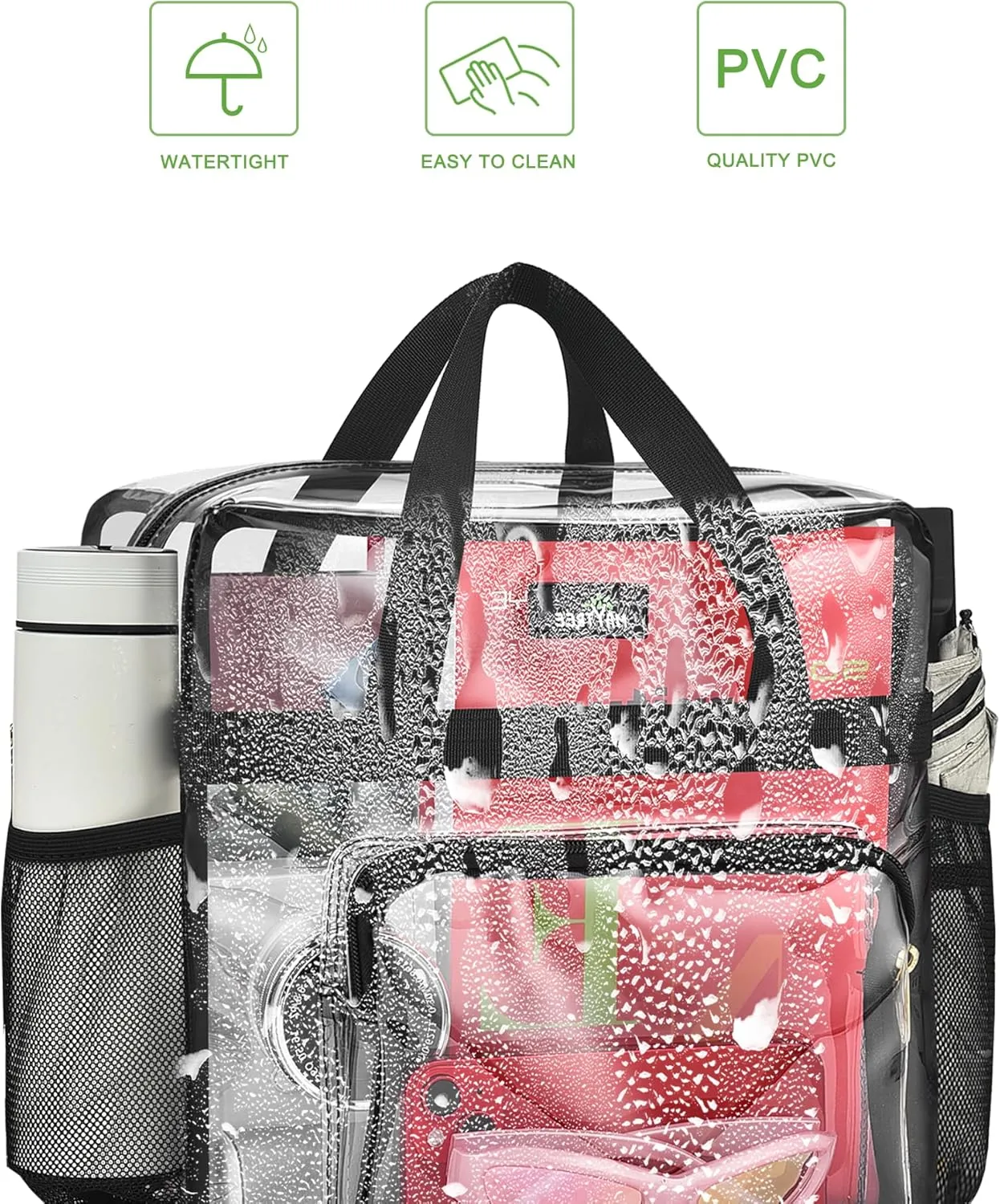 MAY TREE Clear Bag for Stadium Events, 12x6x12 Clear Tote Bag with Removable Strap, Transparent Bag for Concert Sports Festival, Cow-Strap