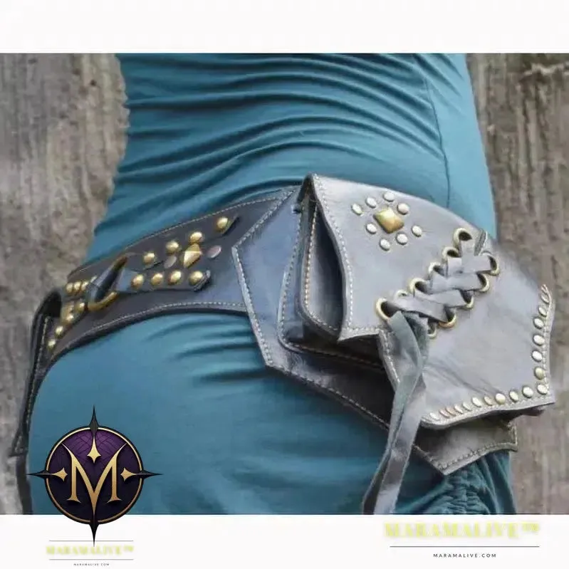 Medieval Steampunk Utility Belt Leather Hip Bag Bohemian Hippy Gypsy Festival Fanny Pack Tribal Pocket Hiking Mobile Phone Pouch