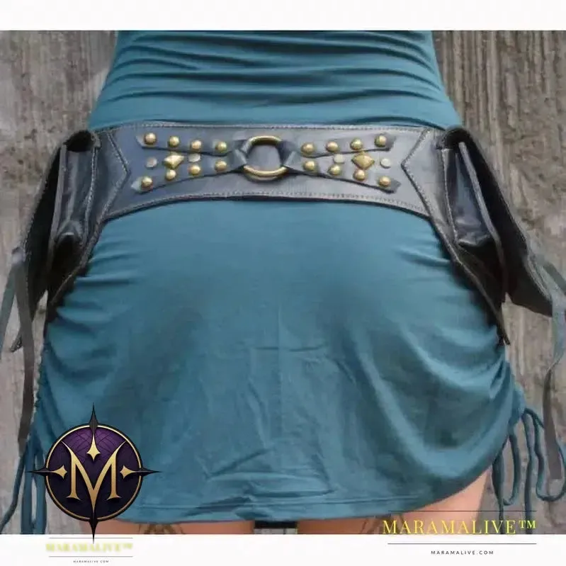 Medieval Steampunk Utility Belt Leather Hip Bag Bohemian Hippy Gypsy Festival Fanny Pack Tribal Pocket Hiking Mobile Phone Pouch
